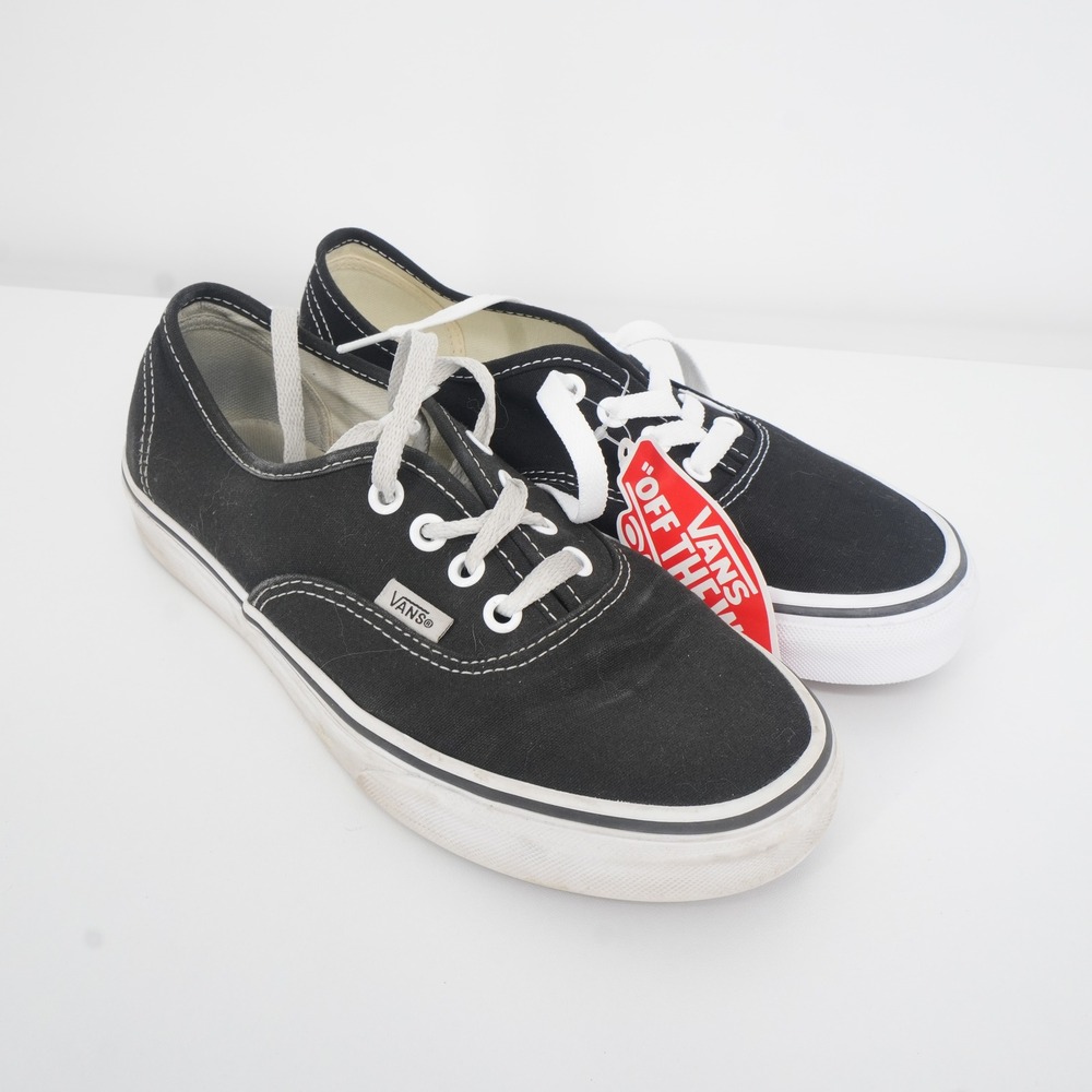Vans Authentic Sneakers Mens 6 Womens 7.5 Black White Canvas Skateboard Shoes